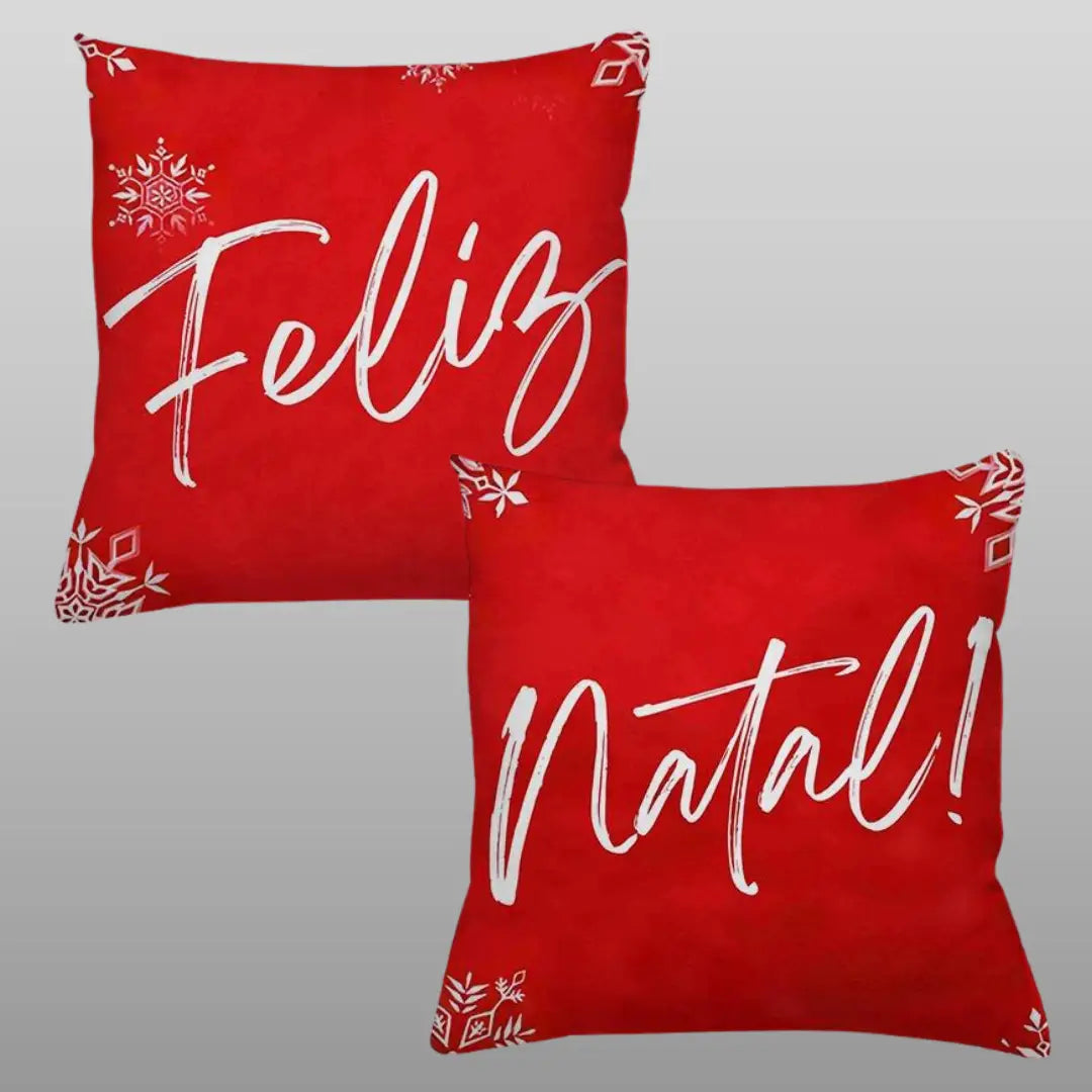 Kit 2 Capas Almofadas Feliz + Natal - Oferta Cross