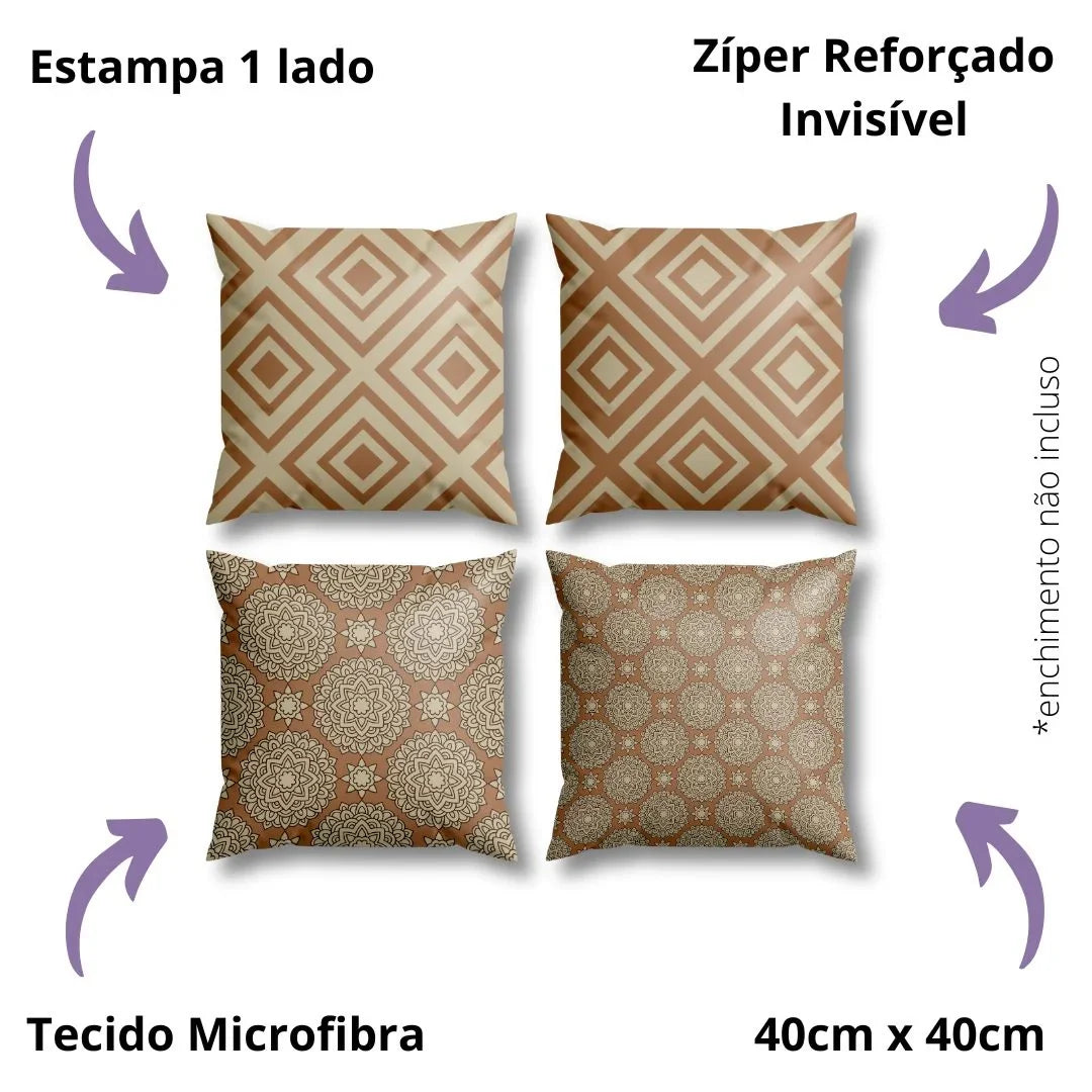Kit 4 Capas de Almofadas Modern Print - Conforto