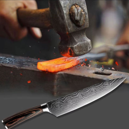 Conj 5 Facas Chef Punho Em Resina Acabamento Premium Inoxidável