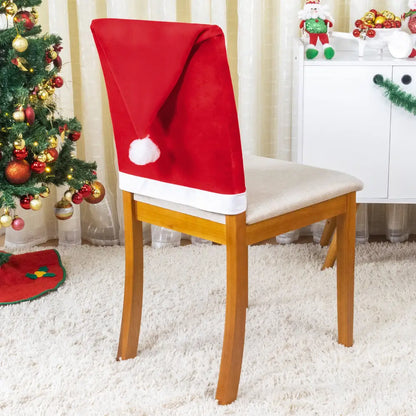 Capa Encosto Cadeira Natal Veludo Premium - Gorro Noel