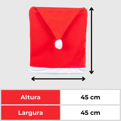 Capa Encosto Cadeira Natal Veludo Premium - Gorro Noel