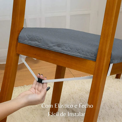 Capa Assento Cadeira Arranhão Gato Acolchoada - Chumbo