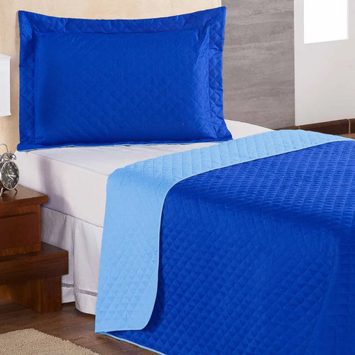 Cobre Leito Luxo Pati Azul Royal e Claro - Solteiro