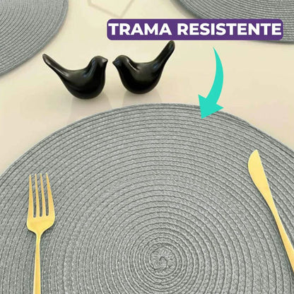 Jogo Americano Redondo Sousplat Impermeável - Cinza