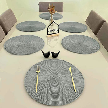 Jogo Americano Redondo Sousplat Impermeável - Cinza