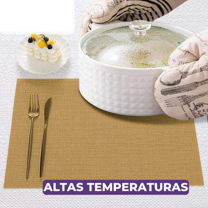 Jogo Americano Retangular Dupla Face Impermeável -  Dourado