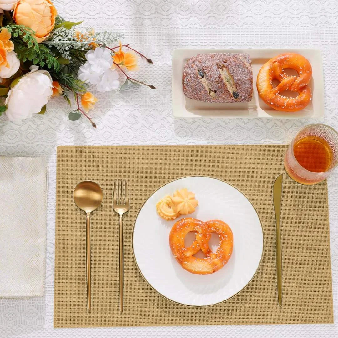 Jogo Americano Retangular Dupla Face Impermeável -  Dourado