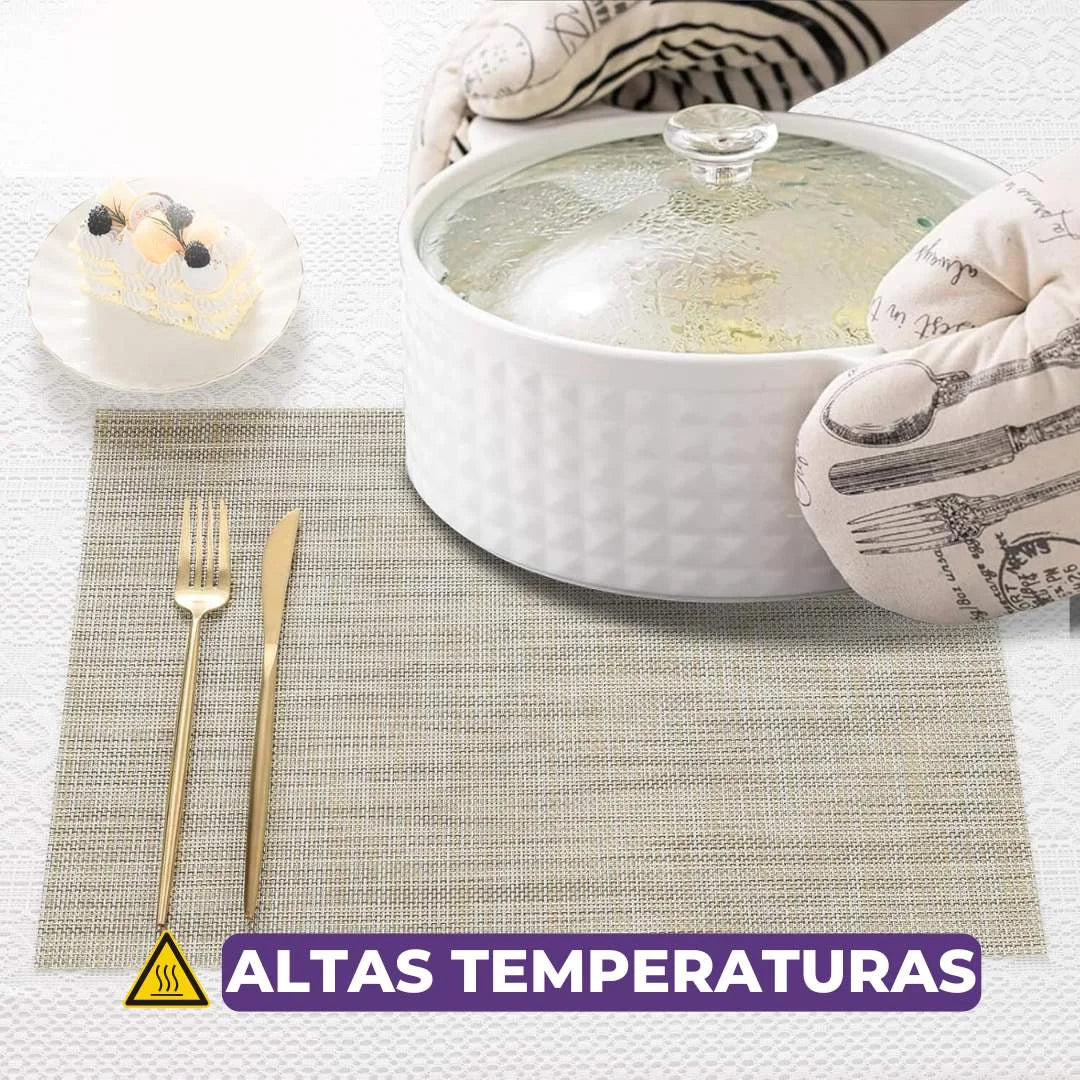 Jogo Americano Retangular Dupla Face Impermeável -   Mescla Avelã