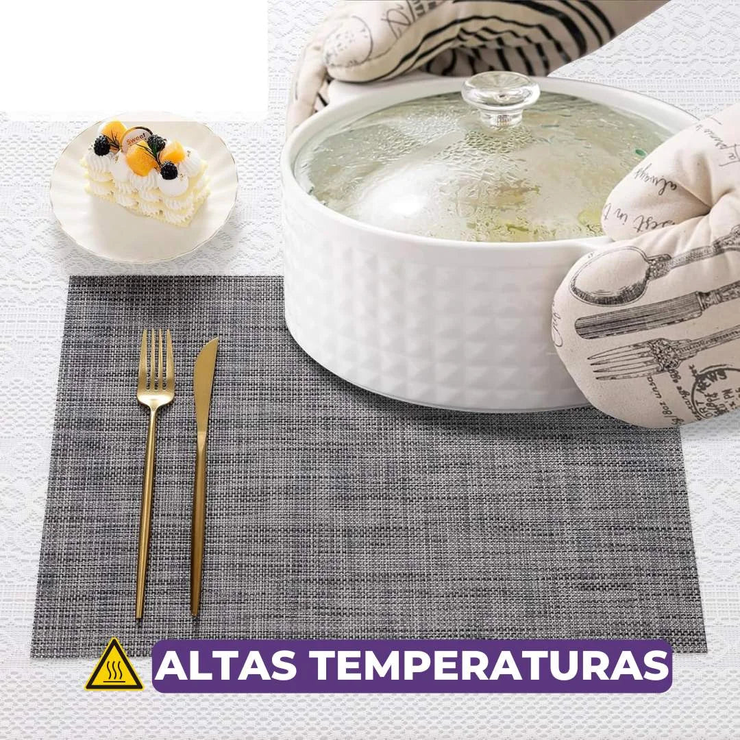 Jogo Americano Retangular Dupla Face Impermeável - Mescla Chumbo