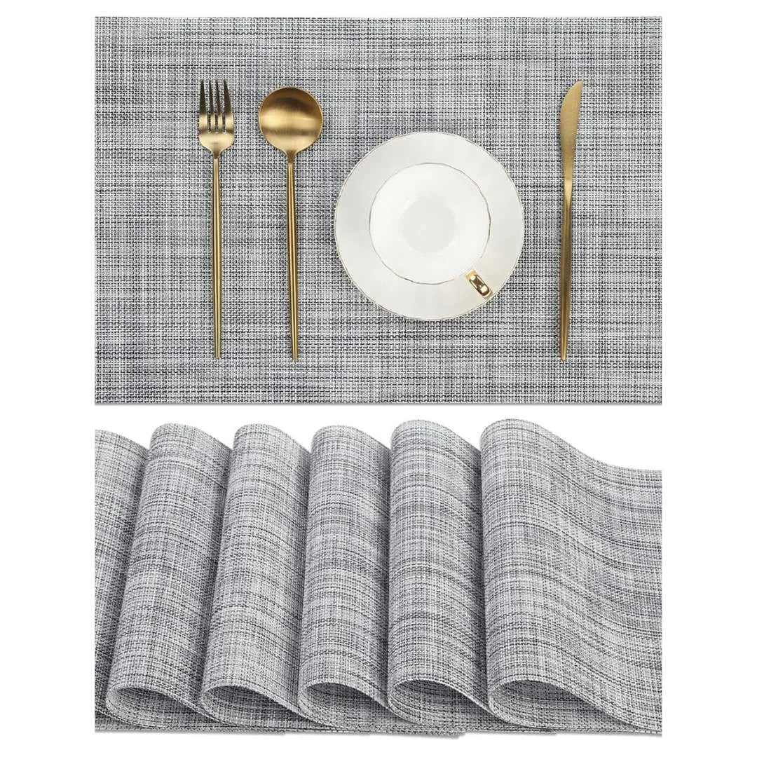 Jogo Americano Retangular Dupla Face Impermeável - Mescla Cinza