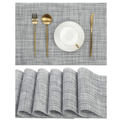 Jogo Americano Retangular Dupla Face Impermeável - Mescla Cinza