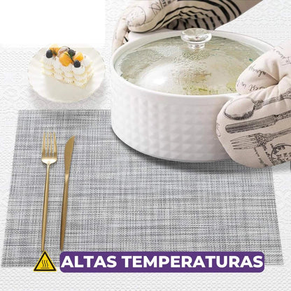 Jogo Americano Retangular Dupla Face Impermeável - Mescla Cinza