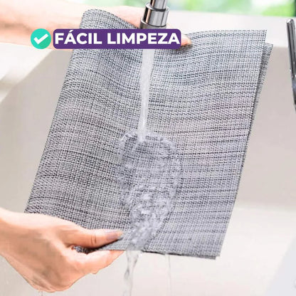 Jogo Americano Retangular Dupla Face Impermeável - Mescla Cinza