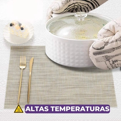 Jogo Americano Retangular Dupla Face Impermeável -  Mescla Tabaco