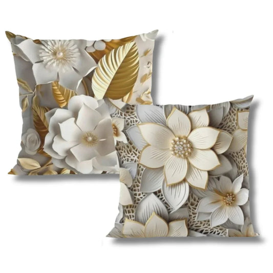 Kit 2 Capas de Almofadas Modern Print - Folha Dourada