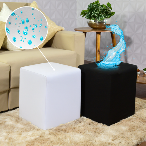 Kit 2 Capa para Puff Quadrado Impermeável - Preta e Branca