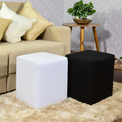 Kit 2 Capa para Puff Quadrado Impermeável - Preta e Branca