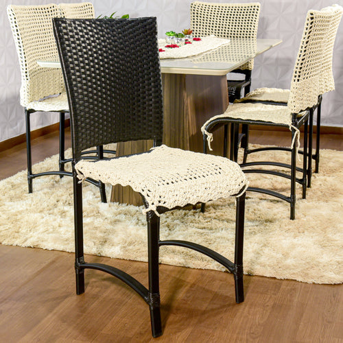 Capa de Assento de Cadeira de Crochê