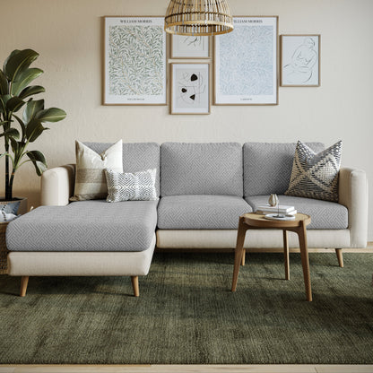 Capa de Sofá de Canto Classic Grid - Cinza Claro