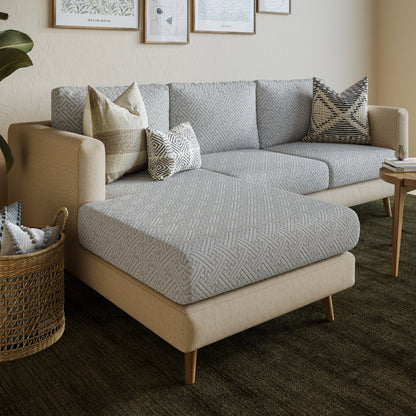 Capa de Sofá de Canto Classic Grid - Cinza Claro