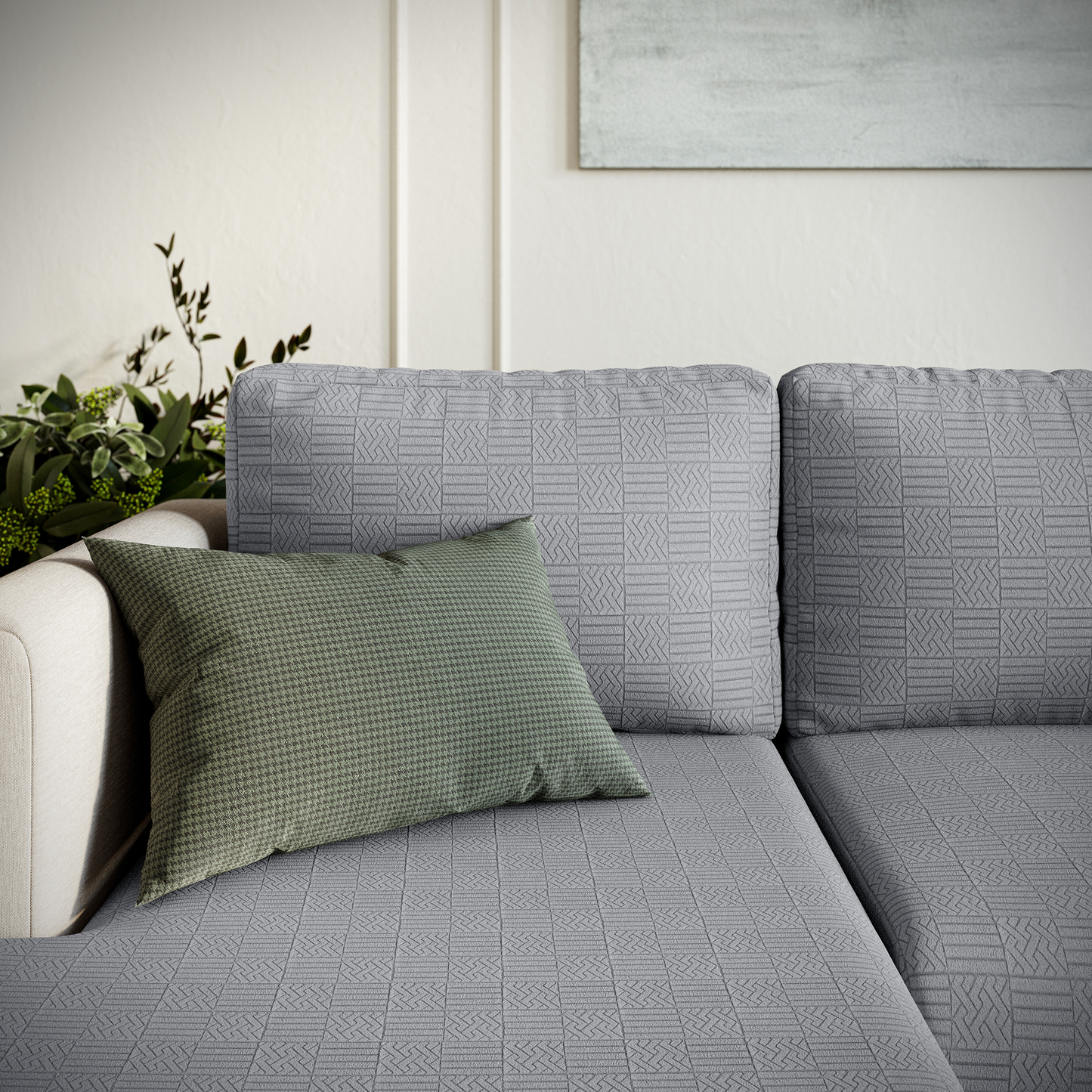 Capa de Sofá de Canto Relevo Especial - Cinza Claro