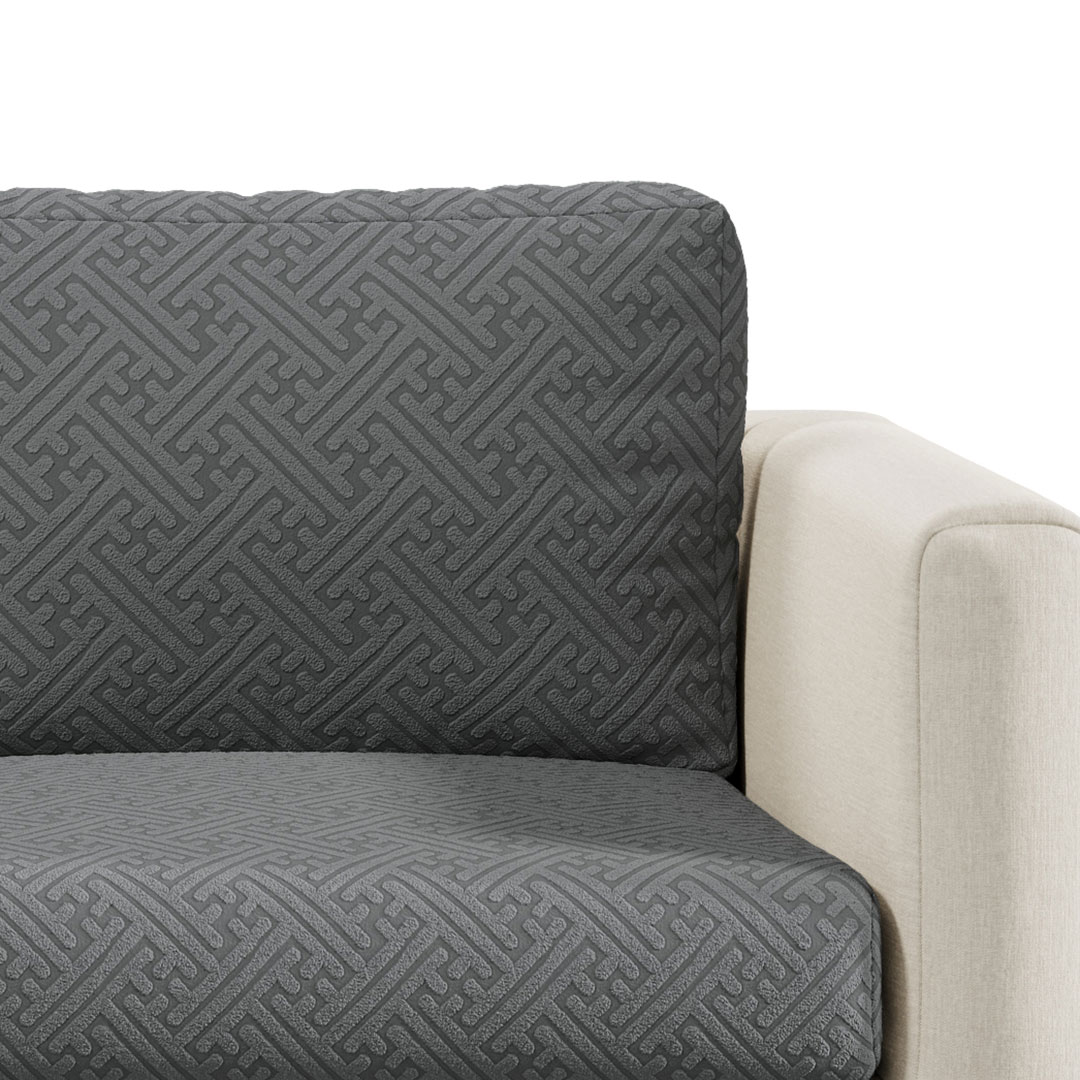 Capa de Sofá de Canto Classic Grid - Cinza Escuro