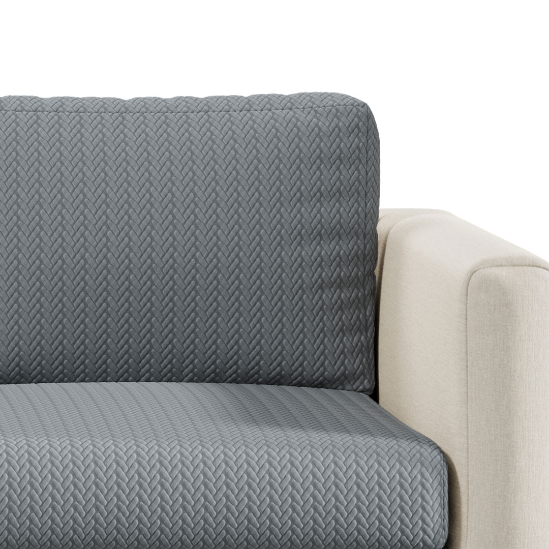 Capa de Sofá de Canto Chevron - Cinza Escuro