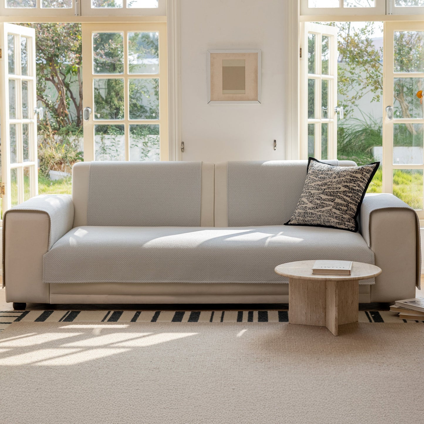 Capa Protetora Para Sofá Tweed - Cinza Claro