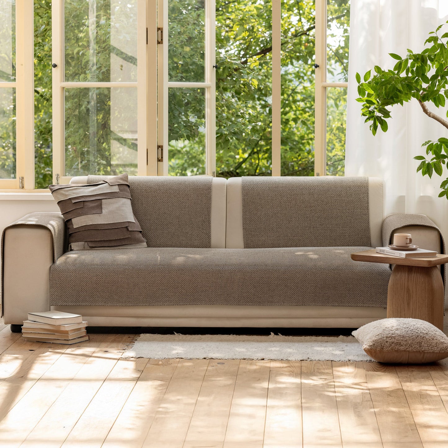 Capa Protetora Para Sofá Tweed - Avelã