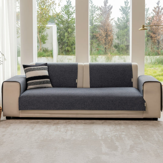 Capa Protetora Para Sofá Tweed - Cinza Escuro