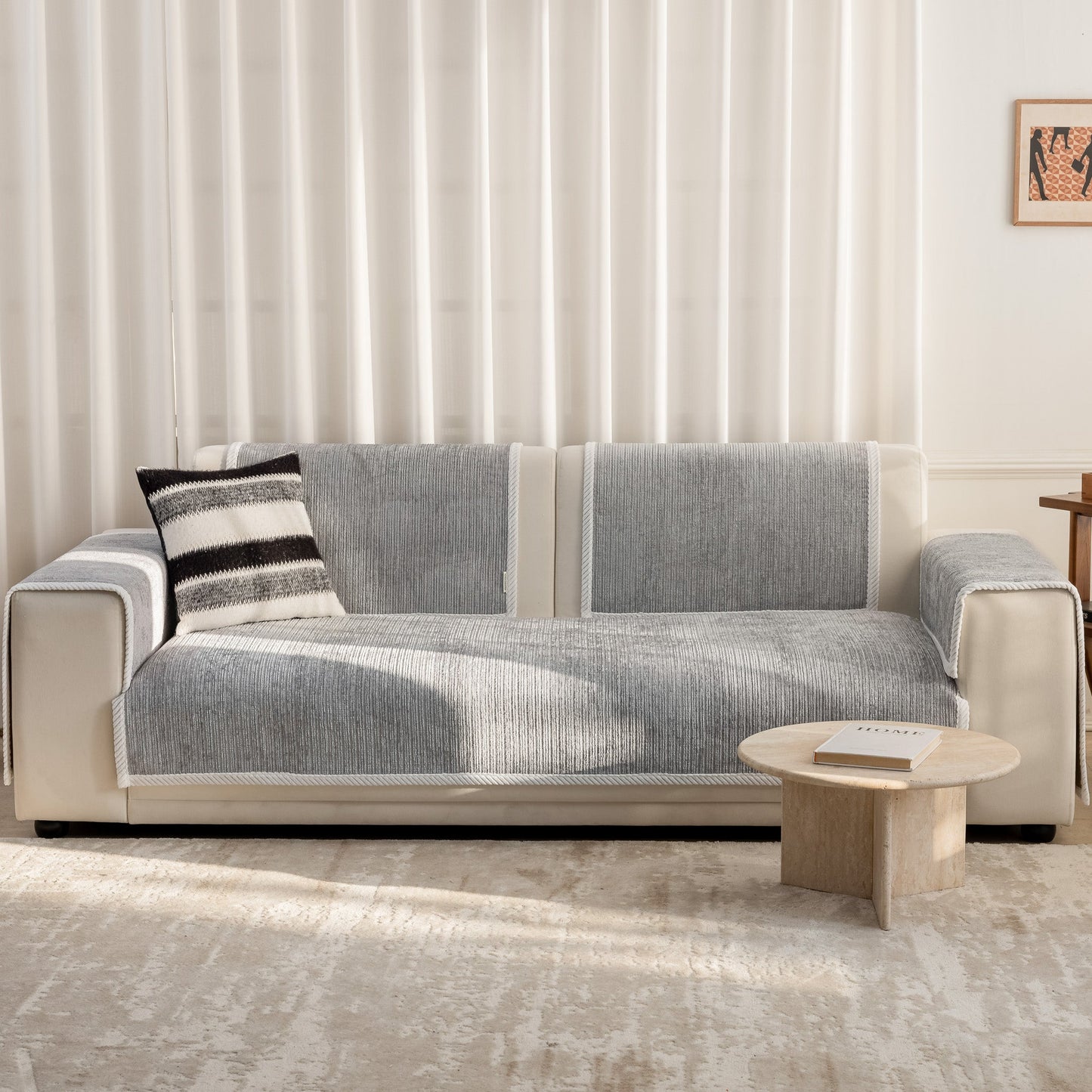 Capa Protetora Para Sofá Veludo - Cinza Claro