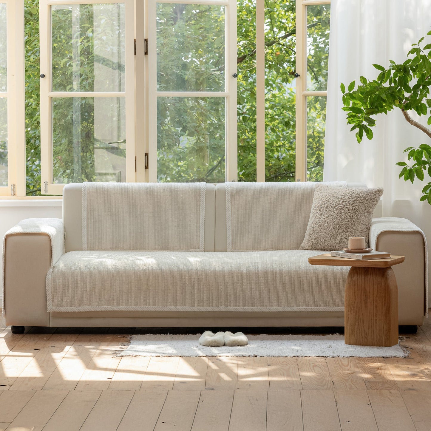 Capa Protetora Para Sofá Veludo - Avelã