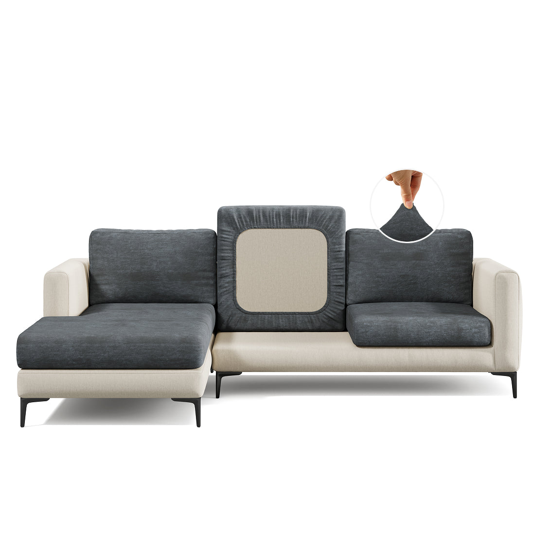 Capa de Sofá de Canto Plush - Cinza Chumbo