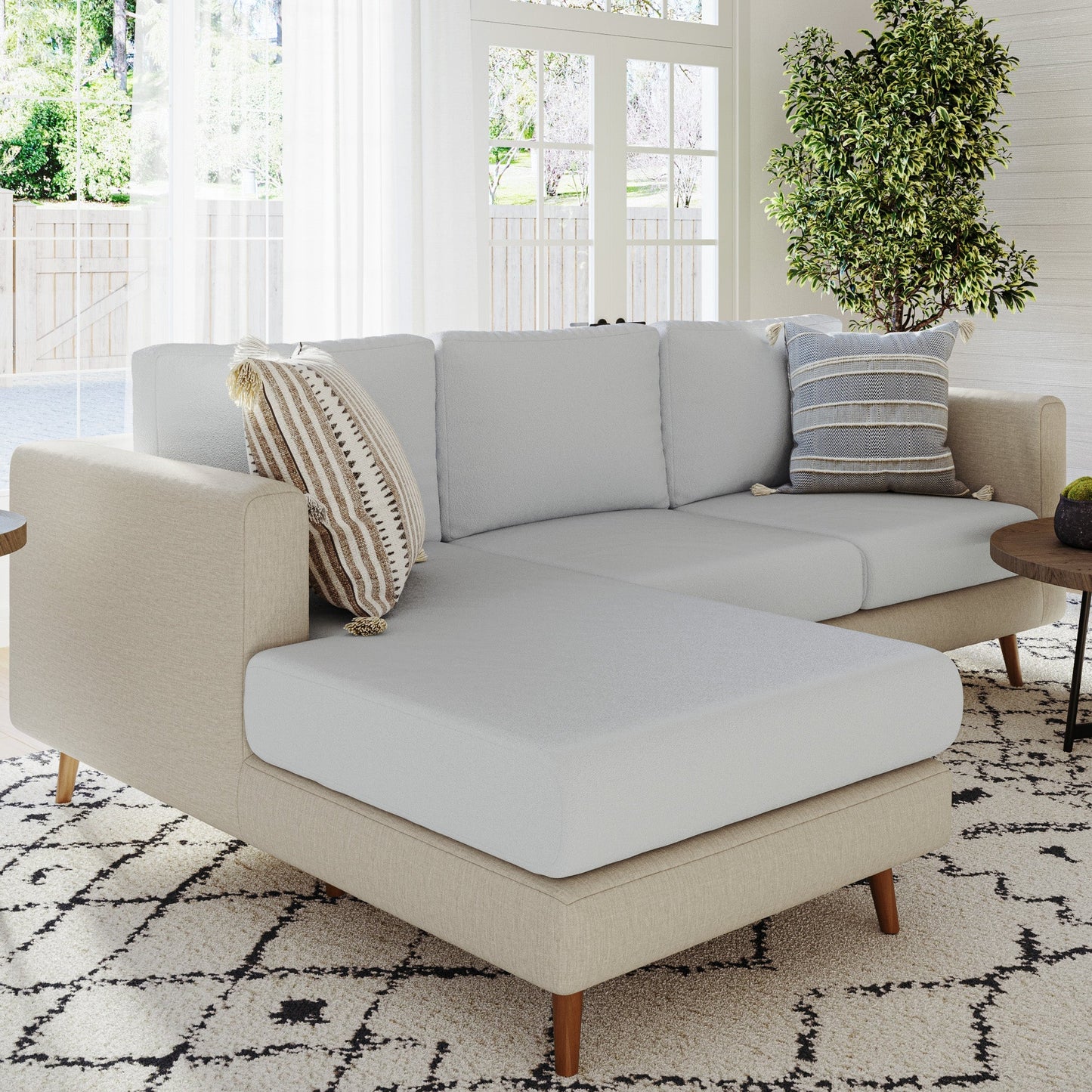 Capa de Sofá de Canto Suede - Cinza Claro