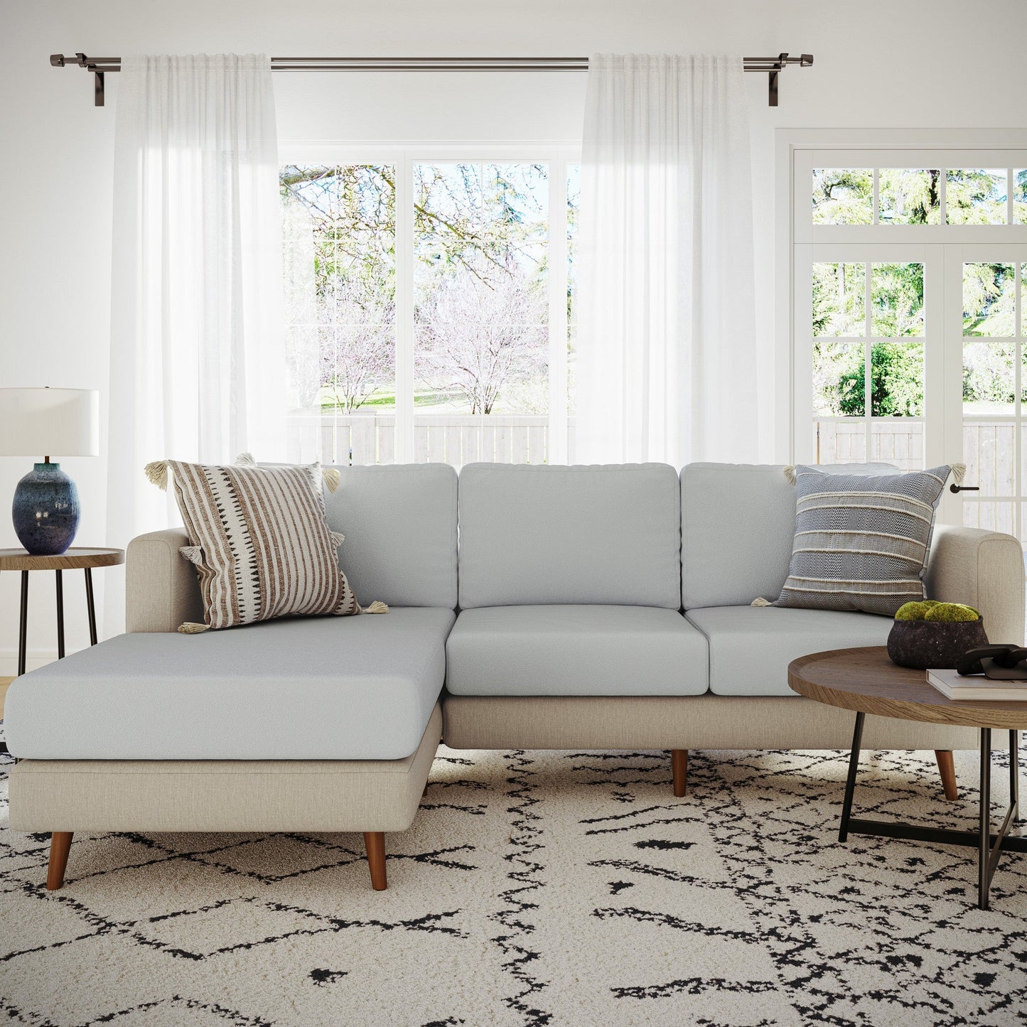 Capa de Sofá de Canto Suede - Cinza Claro