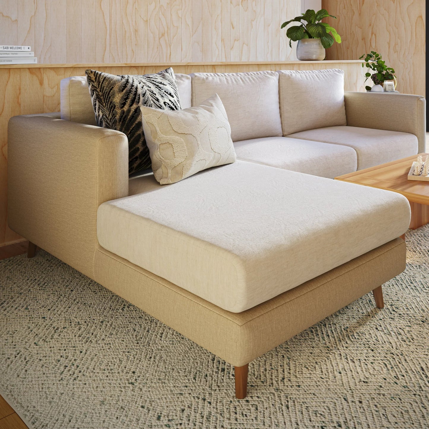 Capa de Sofá de Canto Plush - Bege