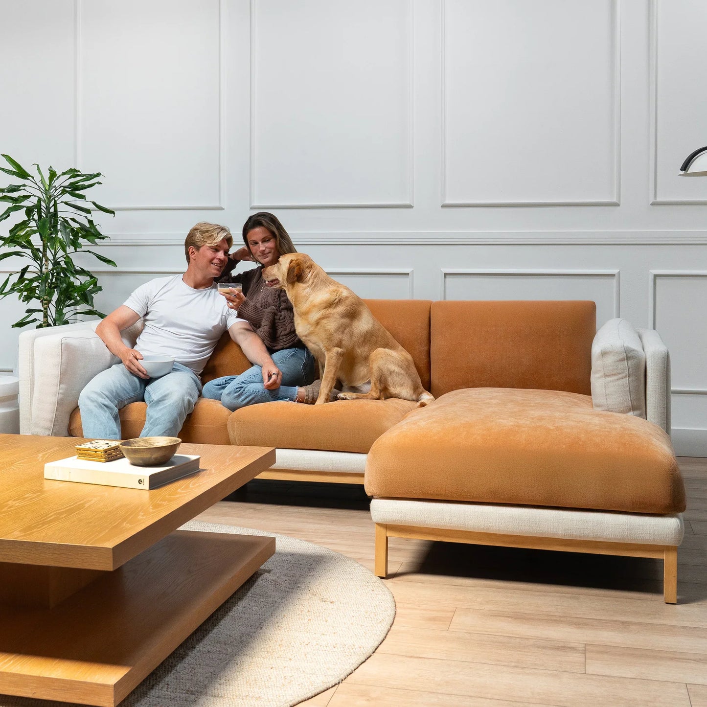 Capa de Sofá de Canto Plush - Caramelo