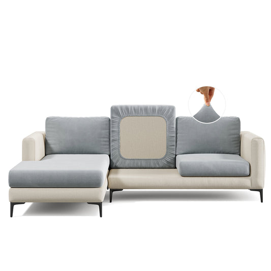 Capa de Sofá de Canto Veludo - Cinza Claro