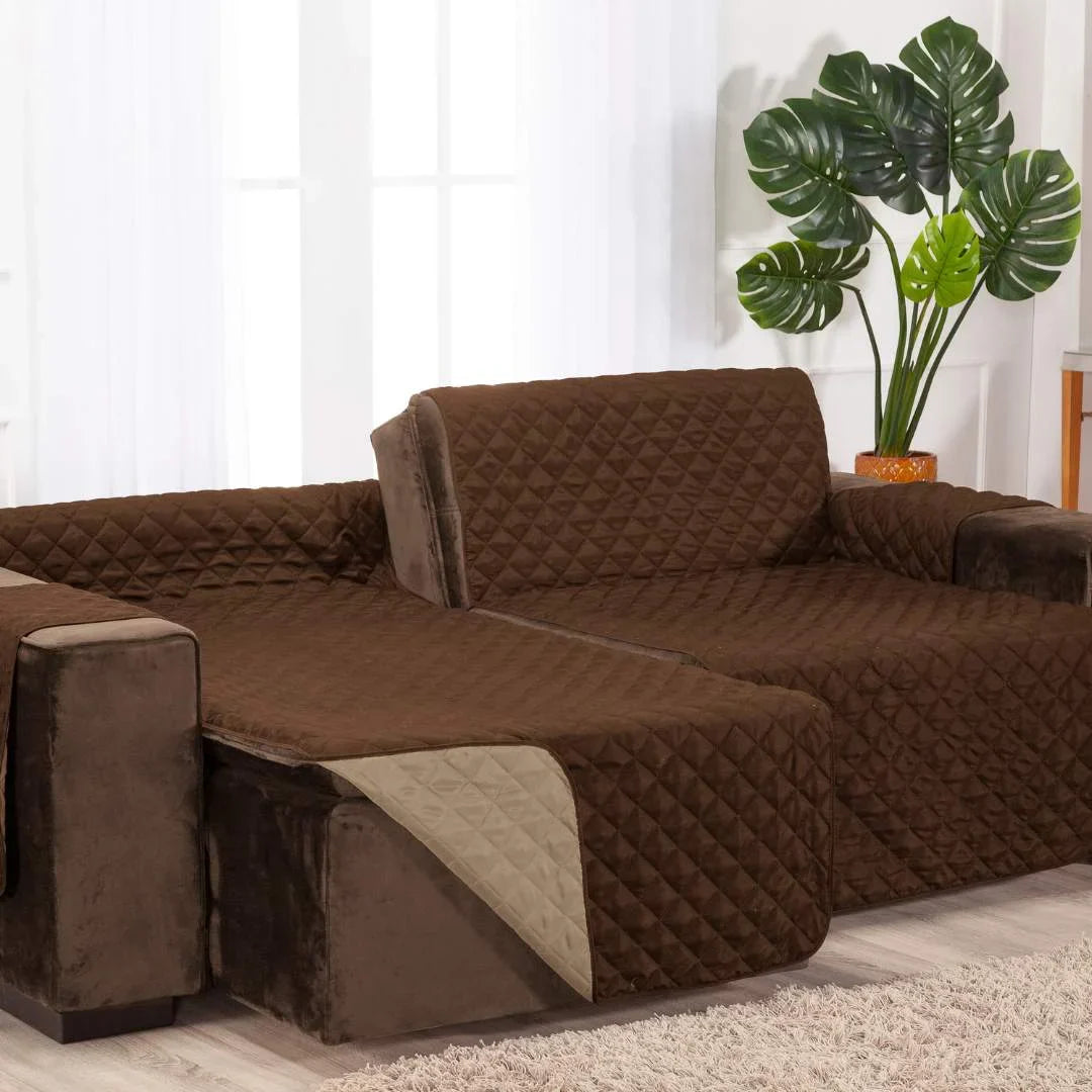 Protetor Sofá Retrátil Impermeável Dupla Face Tabaco-Caqui