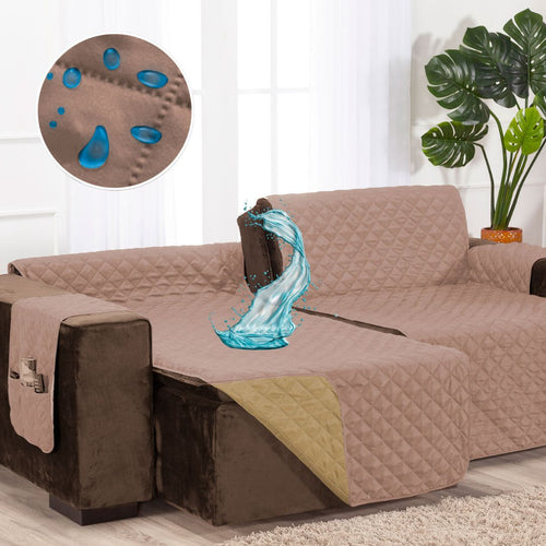 Protetor Sofá Retrátil Impermeável Dupla Face Caqui-Palha