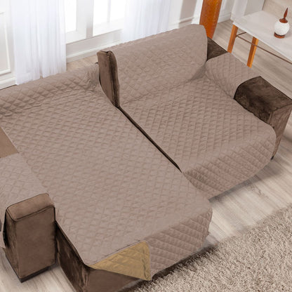 Protetor Sofá Retrátil Impermeável Dupla Face Caqui-Palha