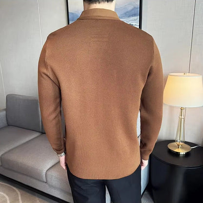 (KIT ÉLEGANCE SUPREME QUALITY A+)  CAMISA JOHN KARLO PREMIUM COM EFEITO CARDIGAN E DESIGN DE SOBREPOSIÇÃO + RELÓGIO DE LUXO Á PROVA D'ÁGUA MARCA CURREN ORIGINAL