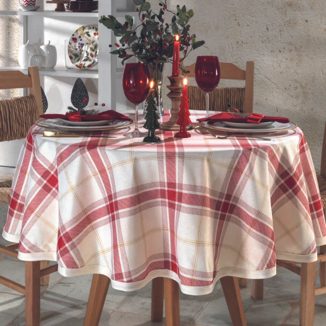 Toalha de Mesa Natalina Redonda - Xadrez