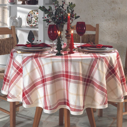 Toalha de Mesa Natalina Redonda - Xadrez