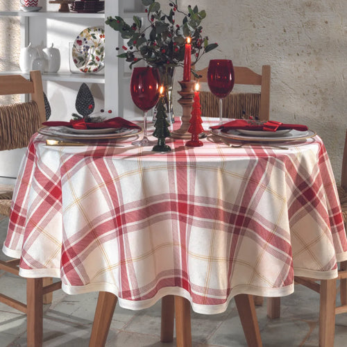 Toalha de Mesa Natalina Redonda - Xadrez