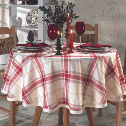 Toalha de Mesa Natalina Redonda - Xadrez