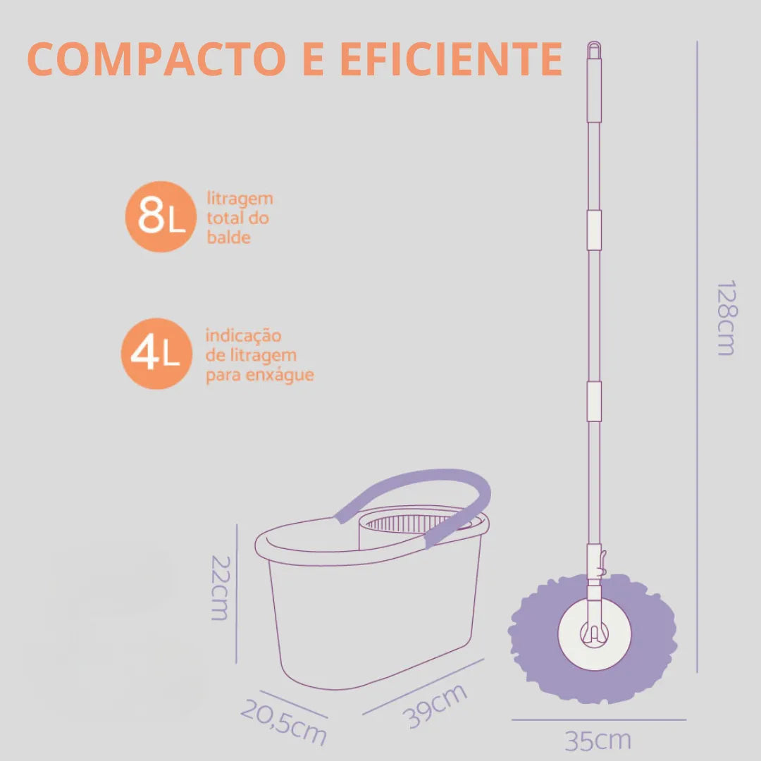 Vassoura Esfregão Mop com Balde
