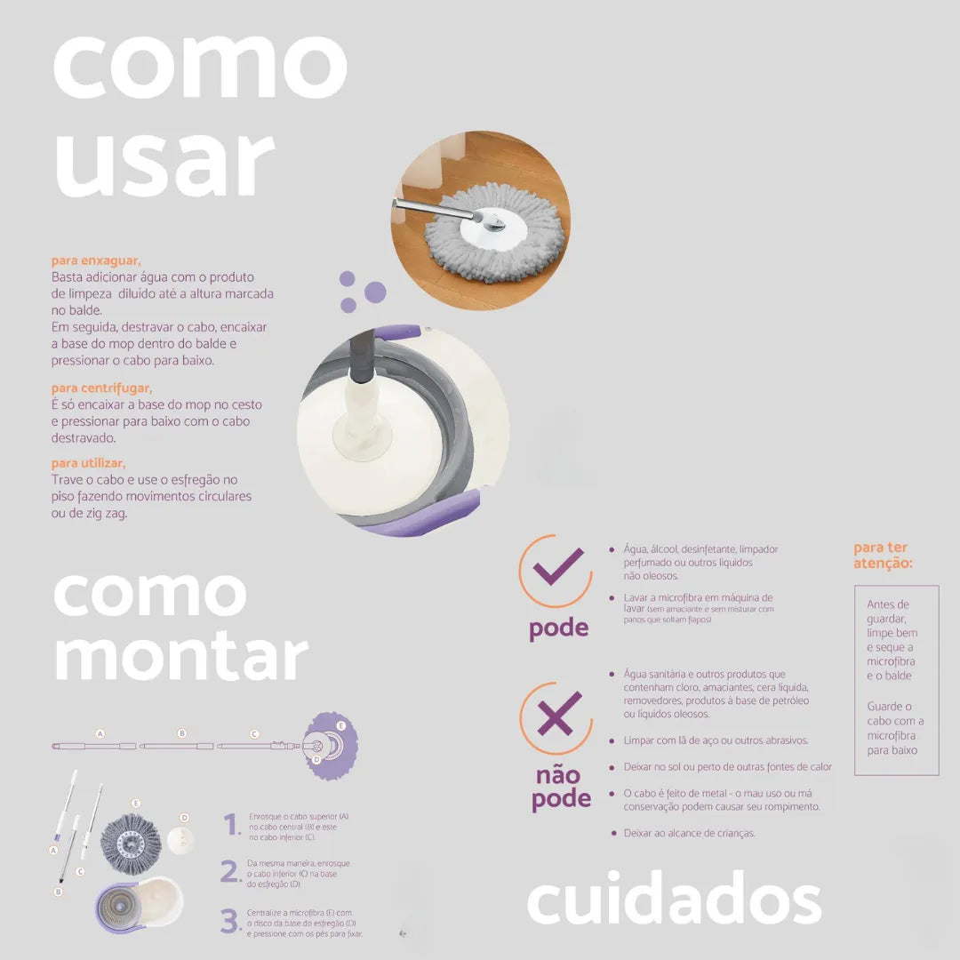 Vassoura Esfregão Mop com Balde