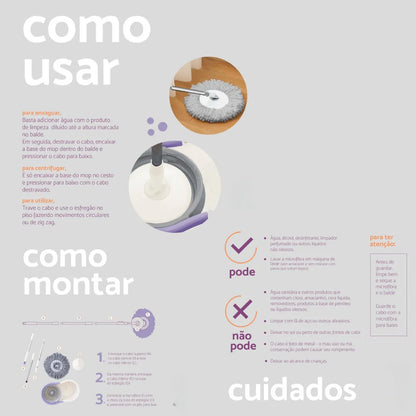 Vassoura Esfregão Mop com Balde