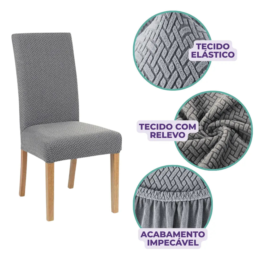 Capa Protetora Cadeira Jacquard - Branco